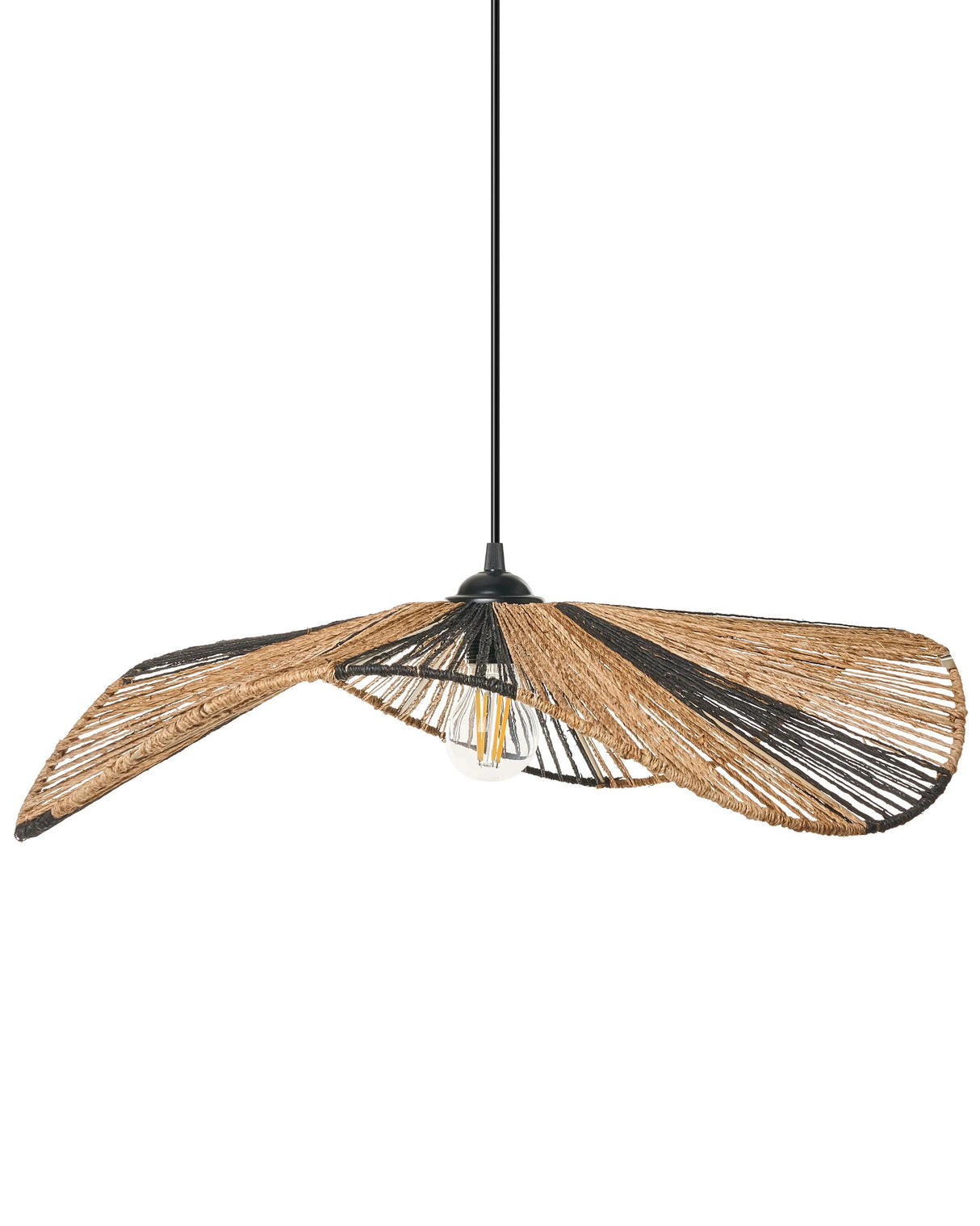 Pendant Lamp Natural Jute Woven Boho Style Open Bulb Handmade Living Room Dining Room Lighting Beliani