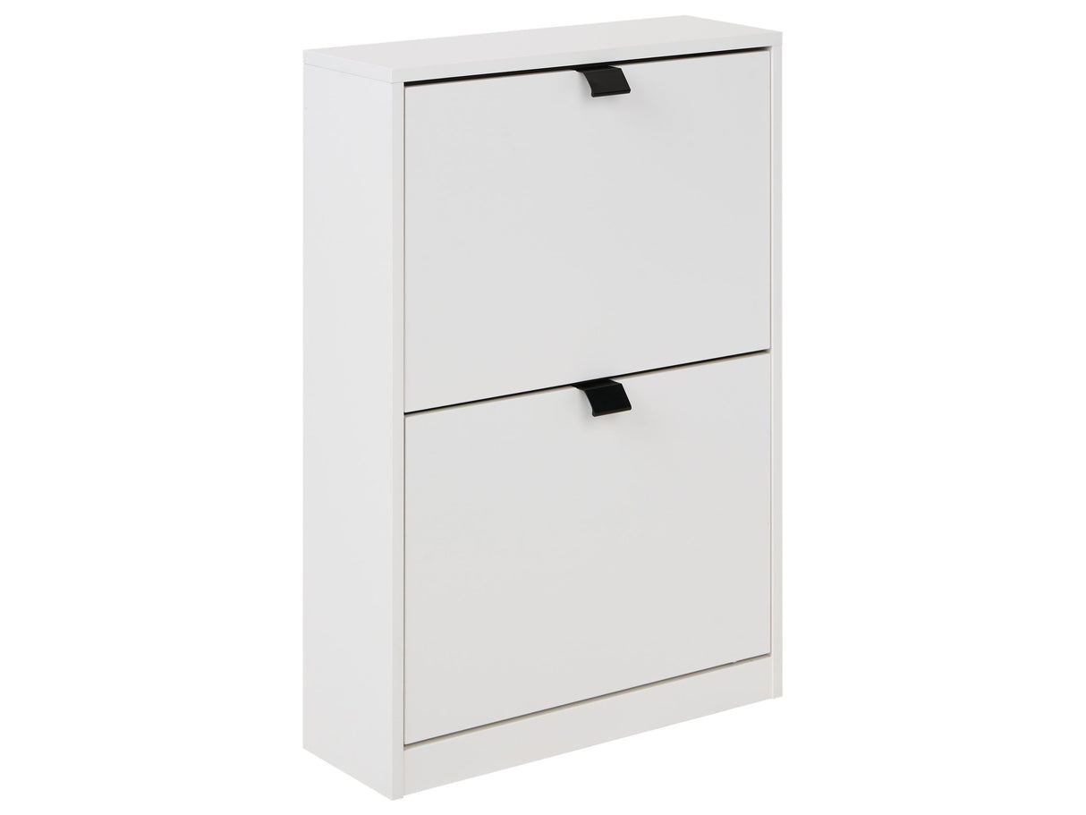 Shoe Storage Cabinet White MDF 2 Compartments Modern Design Hallway Beliani