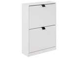 Shoe Storage Cabinet White MDF 2 Compartments Modern Design Hallway Beliani