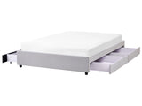 Bed Frame Light Grey Polyester Fabric Upholstered Drawer Storage 4ft6 EU Double Size Traditional Design Beliani