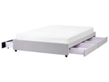 Bed Frame Light Grey Polyester Fabric Upholstered Drawer Storage 5ft3 EU King Size Traditional Design Beliani
