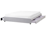 Bed Frame Light Grey Polyester Fabric Upholstered Drawer Storage 6ft EU Super King Size Traditional Design Beliani