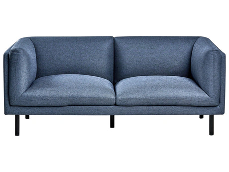 2 Seater Sofa Dark Blue Fabric Wood Legs Upholstered Living Room Furniture Beliani