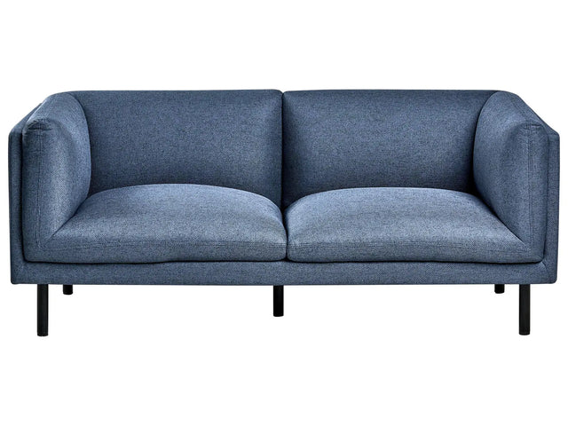 2 Seater Sofa Dark Blue Fabric Metal Legs Upholstered Living Room Furniture Beliani