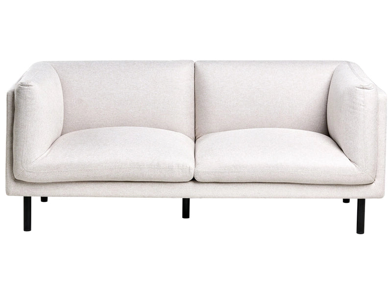 2 Seater Sofa Light Beige Fabric Wood Legs Upholstered Living Room Furniture Beliani