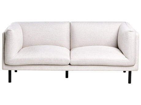 2 Seater Sofa Light Beige Fabric Wood Legs Upholstered Living Room Furniture Beliani