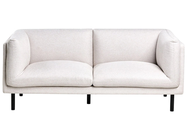 2 Seater Sofa Light Beige Fabric Wood Legs Upholstered Living Room Furniture Beliani