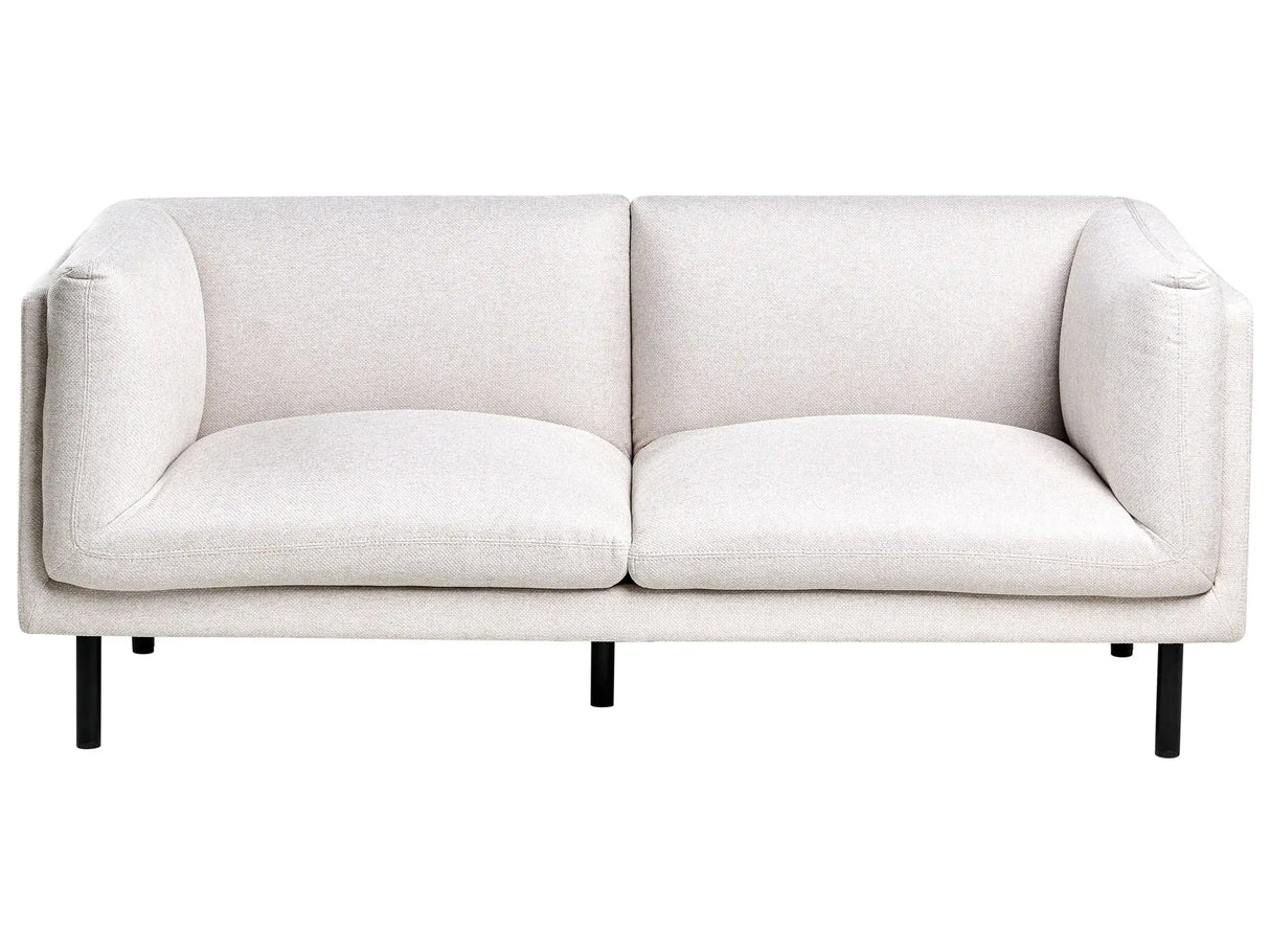 2 Seater Sofa Light Beige Fabric Metal Legs Upholstered Living Room Furniture Beliani
