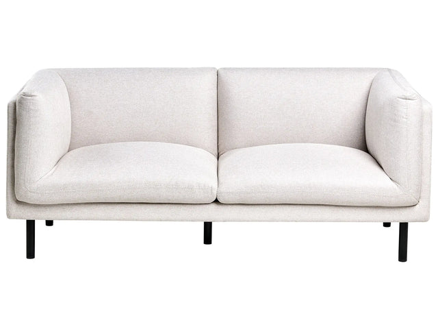 2 Seater Sofa Light Beige Fabric Metal Legs Upholstered Living Room Furniture Beliani