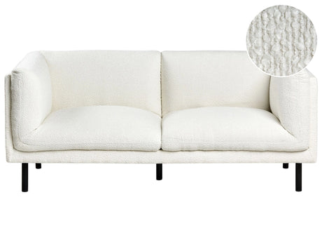 2 Seater Sofa Off-White Boucle Wood Legs Upholstered Living Room Furniture Beliani