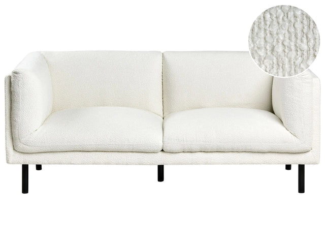 2 Seater Sofa Off-White Boucle Metal Legs Upholstered Living Room Furniture Beliani