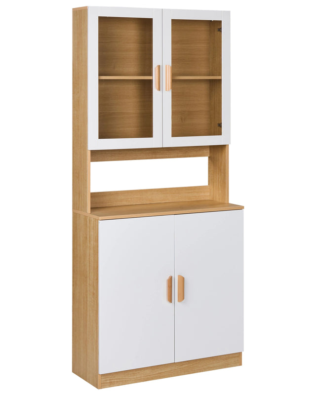 Decorative Cabinet White MDF with Storage Compartment and Glass Display Dining Room Beliani