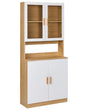 Decorative Cabinet White MDF with Storage Compartment and Glass Display Dining Room Beliani