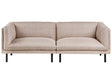3 Seater Sofa Light Brown Polyester Fabric Metal Black Legs Upholstered Living Room Furniture Beliani