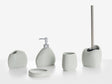 5-Piece Bathroom Accessories Set Light Grey Polyresin Soap Dish Soap Dispenser Toilet Brush Tumbler Toothbrush Holder Beliani
