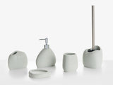 5-Piece Bathroom Accessories Set Light Grey Polyresin Soap Dish Soap Dispenser Toilet Brush Tumbler Toothbrush Holder Beliani