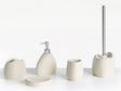 5-Piece Bathroom Accessories Set Light Beige Polyresin Soap Dish Soap Dispenser Toilet Brush Tumbler Toothbrush Holder Beliani
