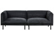 3 Seater Sofa Black Fabric Metal Legs Upholstered Living Room Furniture Beliani