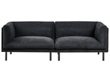 3 Seater Sofa Black Fabric Metal Legs Upholstered Living Room Furniture Beliani