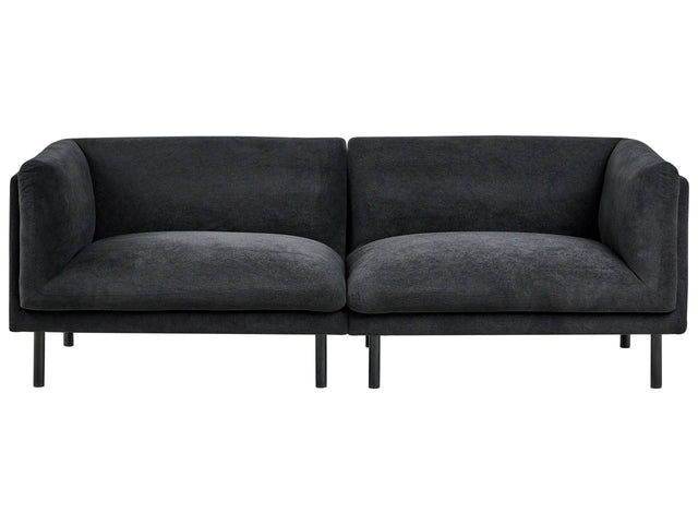 3 Seater Sofa Black Fabric Metal Legs Upholstered Living Room Furniture Beliani
