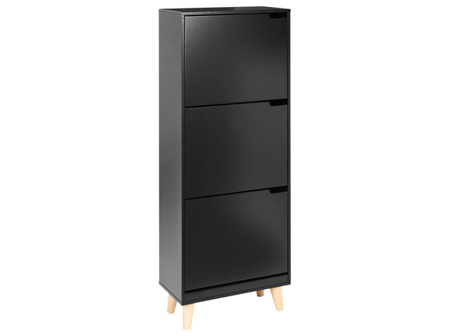 Armadietto porta scarpe in MDF nero 3 scomparti Design moderno corridoio Beliani