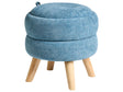 Pouffe Blue Fabric Chenille 40 x 41 cm with Storage Stool Modern Design Beliani
