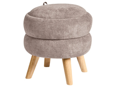 Pouffe Taupe Fabric Chenille 40 x 41 cm with Storage Stool Modern Design Beliani