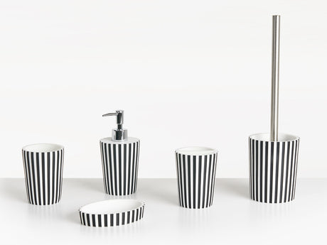 5-Piece Bathroom Accessories Set Black and White Polyresin Soap Dish Soap Dispenser Toilet Brush Tumbler Toothbrush Holder Beliani