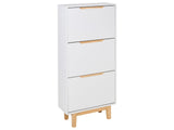 Shoe Storage Cabinet White MDF 3 Compartments Modern Design Hallway Beliani