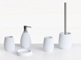 5-Piece Bathroom Accessories Set White Polyresin Soap Dish Soap Dispenser Toilet Brush Tumbler Toothbrush Holder Beliani