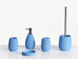 5-Piece Bathroom Accessories Set Blue Polyresin Soap Dish Soap Dispenser Toilet Brush Tumbler Toothbrush Holder Beliani