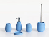 5-Piece Bathroom Accessories Set Blue Polyresin Soap Dish Soap Dispenser Toilet Brush Tumbler Toothbrush Holder Beliani