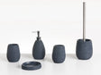 5-Piece Bathroom Accessories Set Dark Blue Polyresin Soap Dish Soap Dispenser Toilet Brush Tumbler Toothbrush Holder Beliani