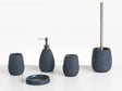 5-Piece Bathroom Accessories Set Dark Blue Polyresin Soap Dish Soap Dispenser Toilet Brush Tumbler Toothbrush Holder Beliani