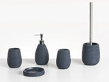 5-Piece Bathroom Accessories Set Dark Blue Polyresin Soap Dish Soap Dispenser Toilet Brush Tumbler Toothbrush Holder Beliani