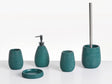 5-Piece Bathroom Accessories Set Teal Polyresin Soap Dish Soap Dispenser Toilet Brush Tumbler Toothbrush Holder Beliani