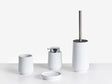 4-Piece Bathroom Accessories Set White Polyresin Soap Dish Soap Dispenser Toilet Brush Tumbler Beliani