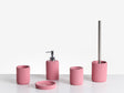 5-Piece Bathroom Accessories Set Pink  Polyresin Soap Dish Soap Dispenser Toilet Brush Tumbler Toohtbrush Holder Beliani