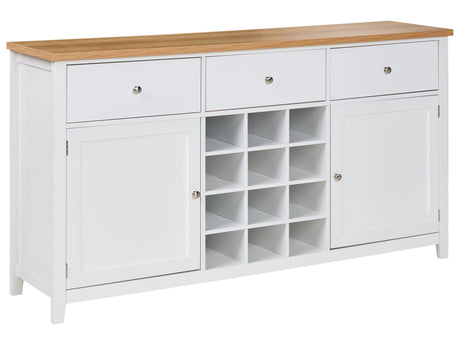 Sideboard White MDF 2 Door Shelves Drawer Wine Rack Modern Style Sideboard Hallway Beliani