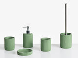 5-Piece Bathroom Accessories Set Green Polyresin Soap Dish Soap Dispenser Toilet Brush Tumbler Toohtbrush Holder Beliani