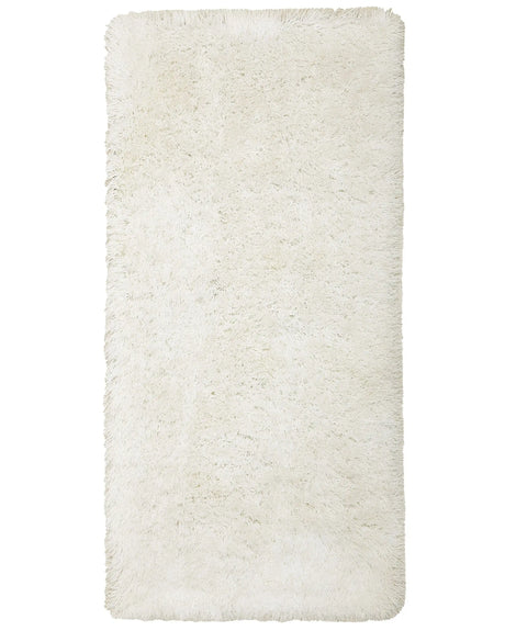Shaggy Area Rug High-Pile Carpet Solid White Polyester Rectangular 80 x 150 cm Beliani