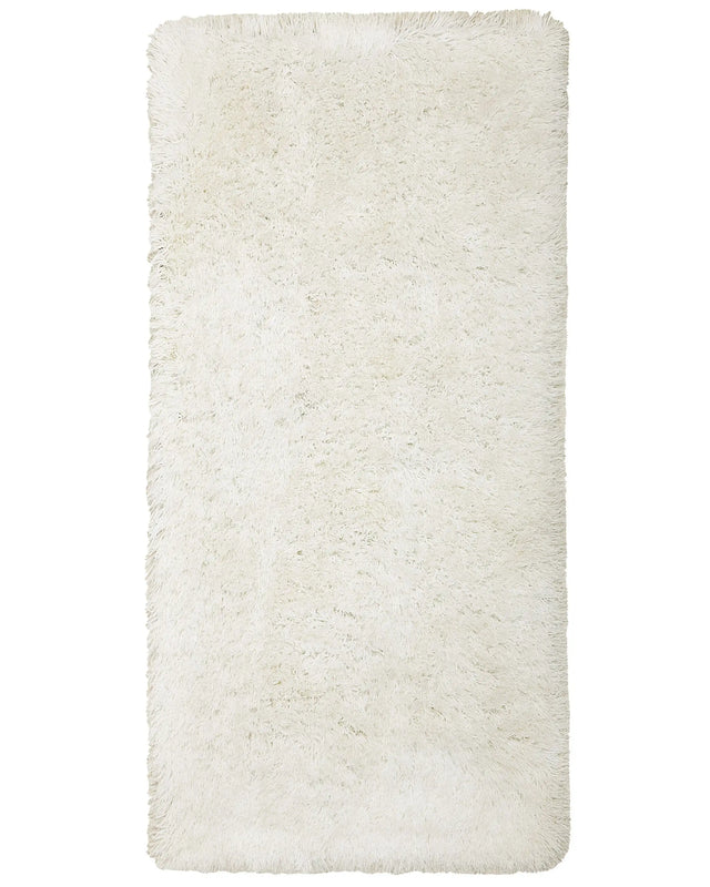 Shaggy Area Rug High-Pile Carpet Solid White Polyester Rectangular 80 x 150 cm Beliani