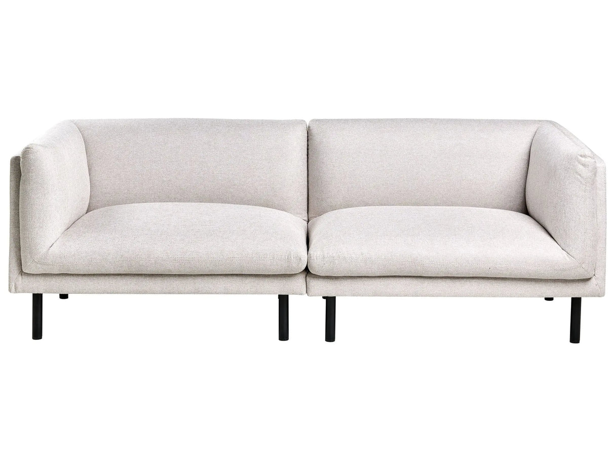 3 Seater Sofa Light Beige Fabric Metal Legs Upholstered Living Room Furniture Beliani