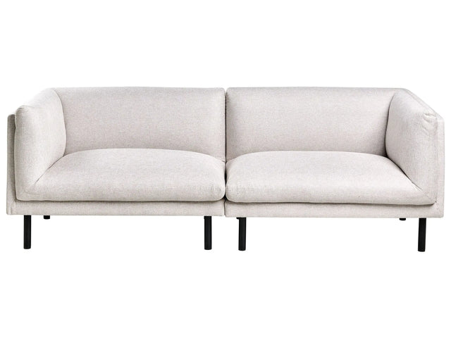 3 Seater Sofa Light Beige Fabric Metal Legs Upholstered Living Room Furniture Beliani