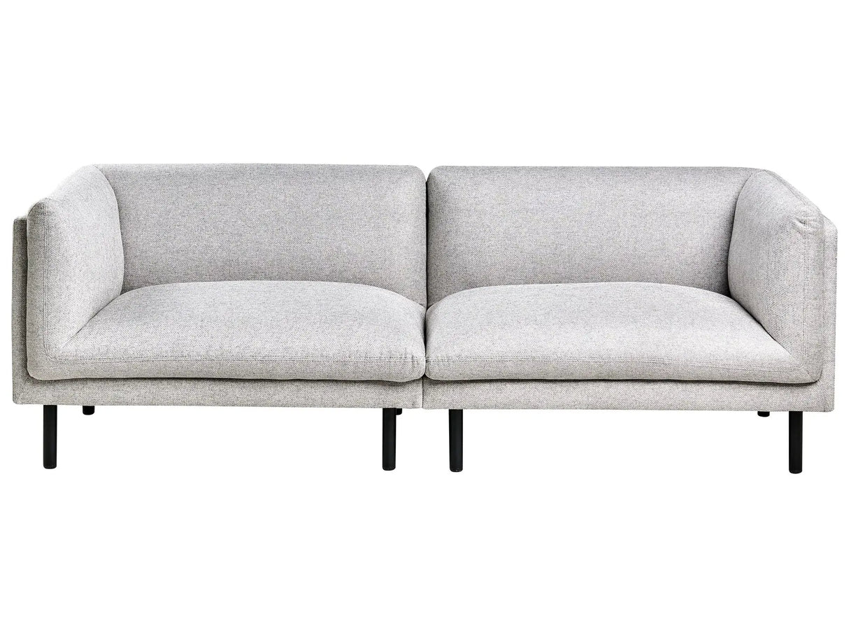 3 Seater Sofa Light Grey Fabric Metal Legs Upholstered Living Room Furniture Beliani