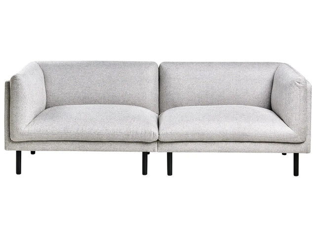 3 Seater Sofa Light Grey Fabric Metal Legs Upholstered Living Room Furniture Beliani