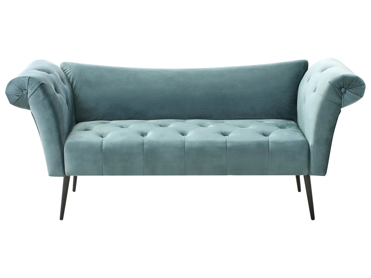 Chaise Lounge Teal Velvet Upholstery Tufted Double Ended Seat Beliani