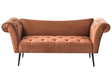 Chaise Lounge Golden Brown Velvet Upholstery Tufted Double Ended Seat Beliani