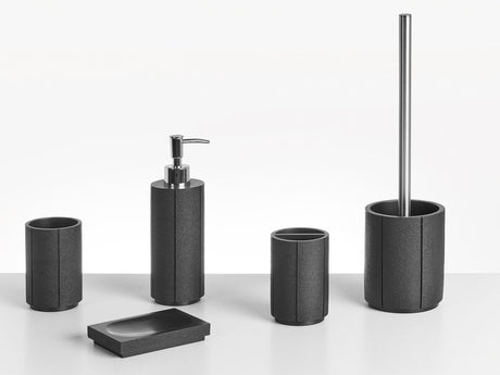 5-Piece Bathroom Accessories Set Black Polyresin Soap Dish Soap Dispenser Toilet Brush Tumbler Toohtbrush Holder Beliani