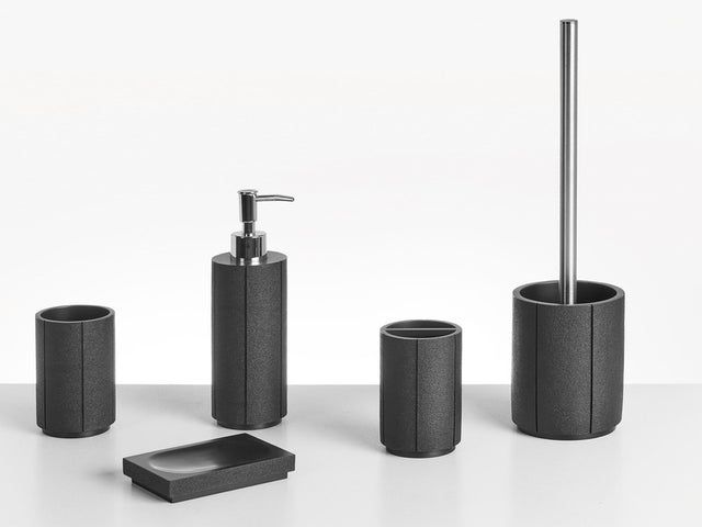5-Piece Bathroom Accessories Set Black Polyresin Soap Dish Soap Dispenser Toilet Brush Tumbler Toohtbrush Holder Beliani